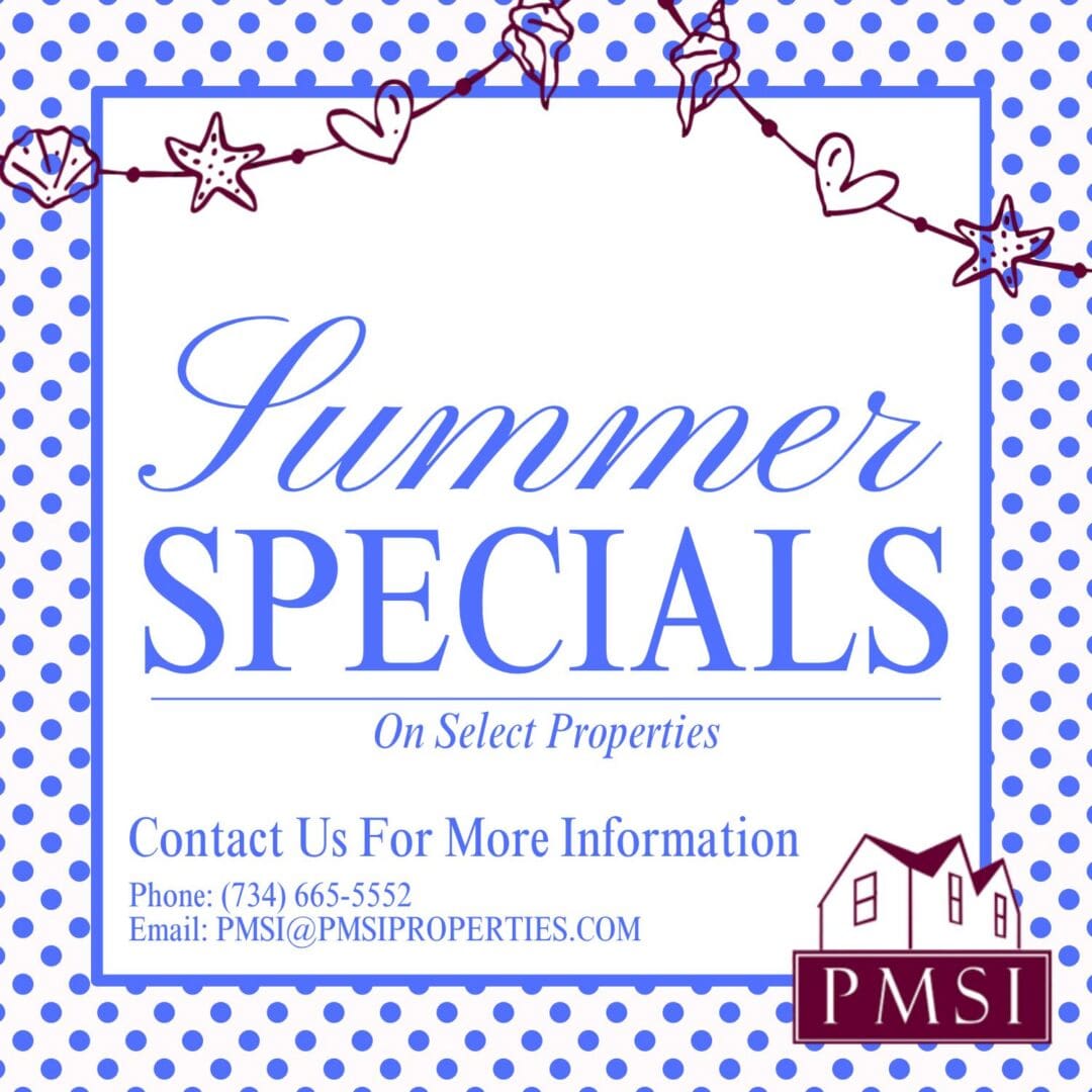 Summer specials property ad with polka dots